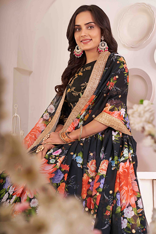 Black Colour Georgette Designer Lehenga Choli VSLC1240048