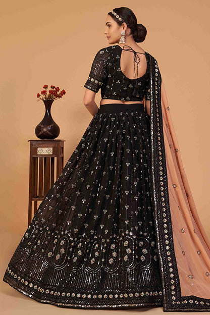 Black Colour Georgette Designer Lehenga Choli VSLC1240096