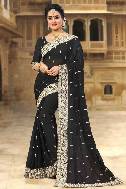 Black Colour Georgette Designer Saree VSSD1090009