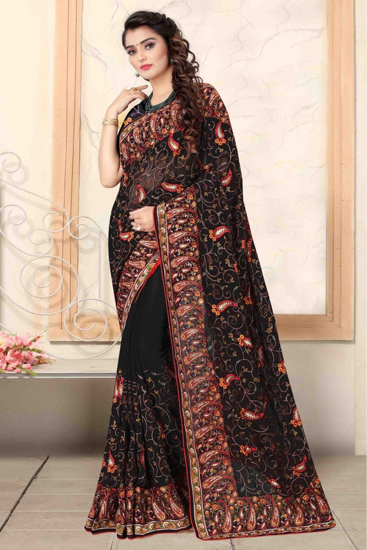 Black Colour Georgette Designer Saree VSSD1120725