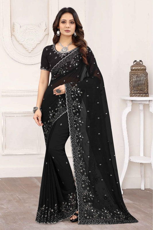 Black Colour Georgette Designer Saree VSSD1120850