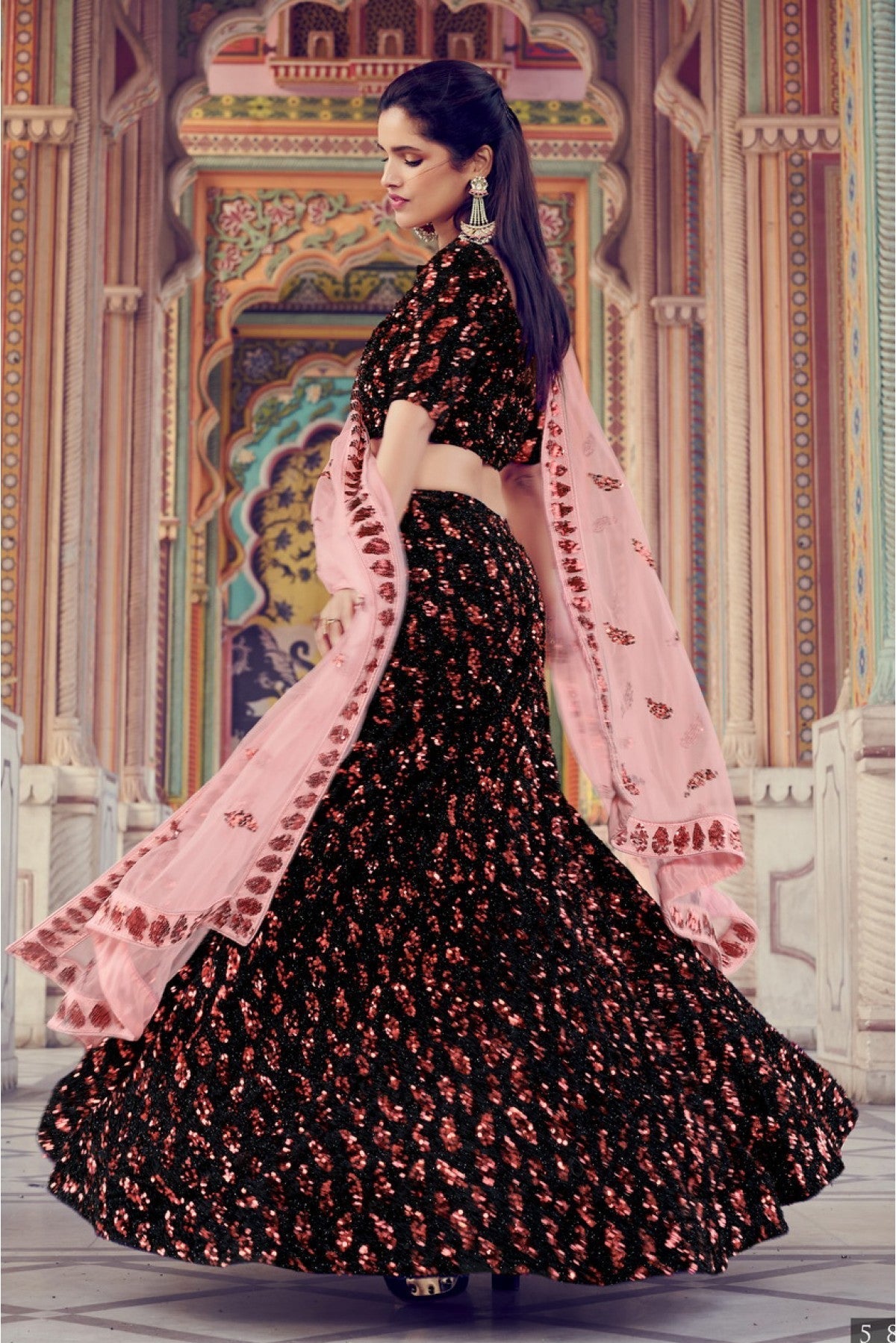 Black Colour Imported Fabric Sequins Work Lehenga Choli VSLC1080514
