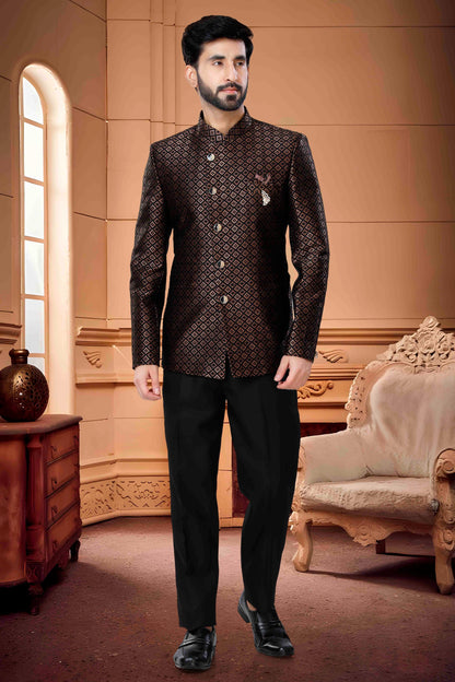 Black Colour Jodhpuri In Jacquard Fabric VSJP1130165