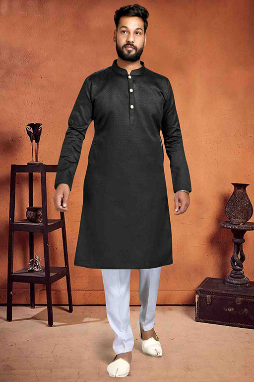 Black Colour Kurta Pajama In Brocade VSKP1210219