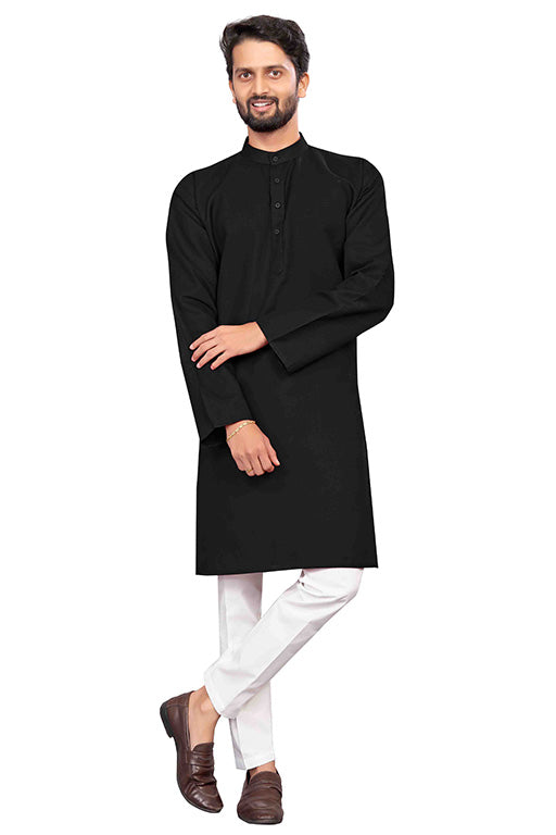 Black Colour Kurta Pajama In Cotton VSKP1210214