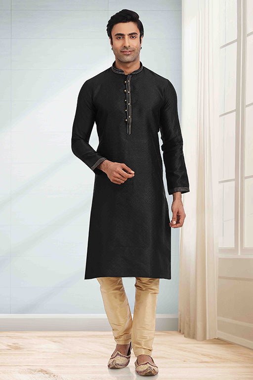 Black Colour Kurta Pajama In Jacquard VSKP1210280