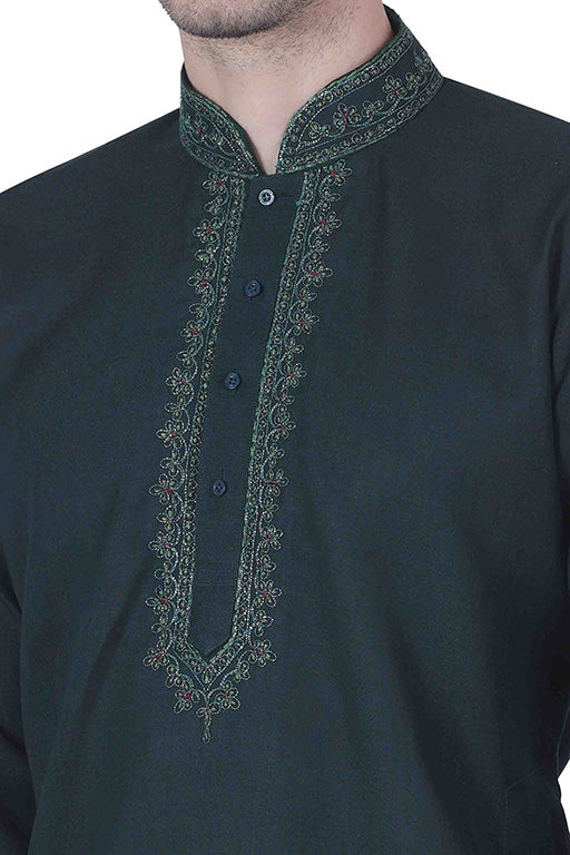 Black Colour Kurta Pajama In Linen Texture Cotton VSKP1210143
