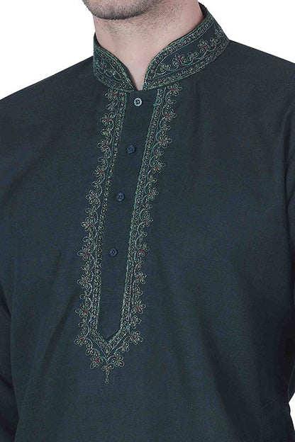 Black Colour Kurta Pajama In Linen Texture Cotton VSKP1210143