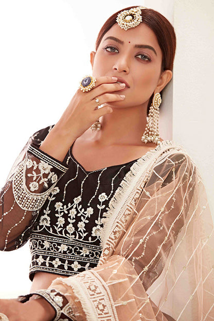 Black Colour Net Designer Lehenga Choli VSLC1240021