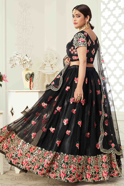 Black Colour Net Designer Lehenga Choli VSLC1240033
