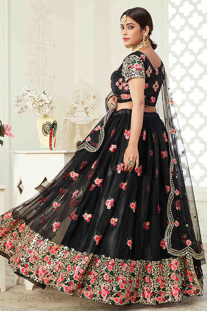 Black Colour Net Designer Lehenga Choli VSLC1240033