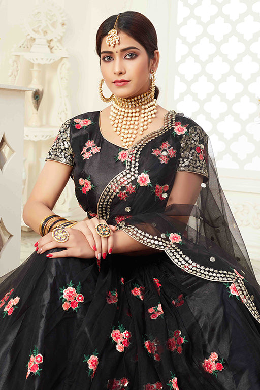 Black Colour Net Designer Lehenga Choli VSLC1240033