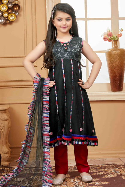 Black Colour Net Pant Style Suit VSGW1070757