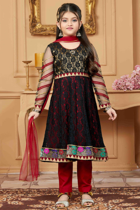 Black Colour Net Pant Style Suit VSGW1070761
