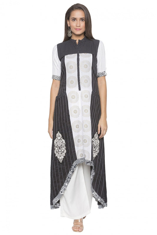 Black Colour Plus Size Cotton Embroidery Kurta Set VSKR1070540