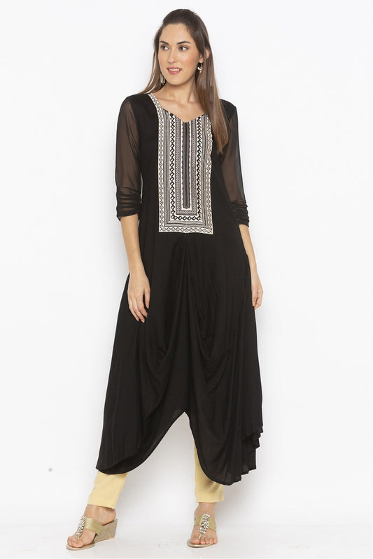 Black Colour Plus Size Cotton Embroidery Kurti VSKR1070643