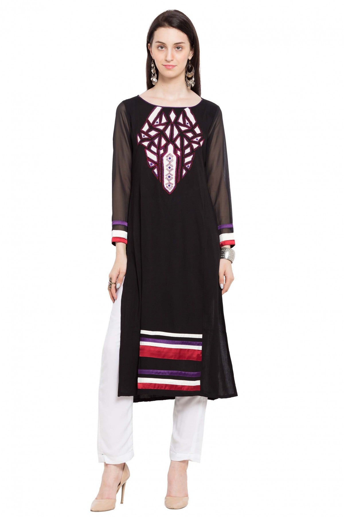 Black Colour Plus Size Cotton Kurti