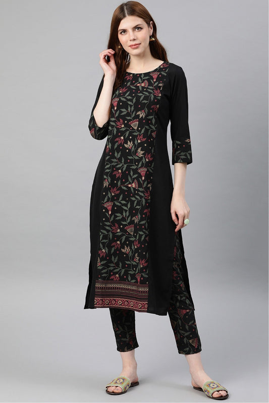 Black Colour Plus Size Crepe Kurta Set VSKR1060129