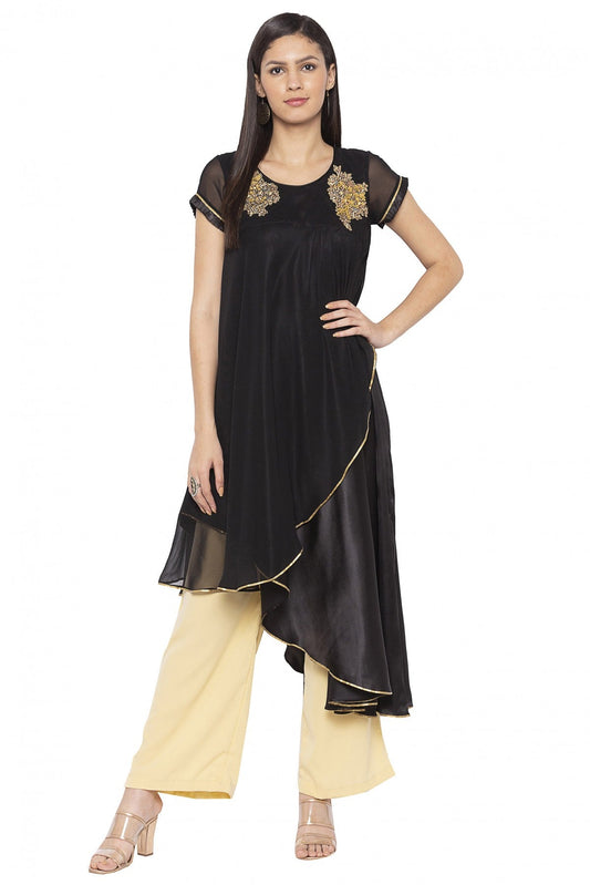 Black Colour Plus Size Georgette Embroidery Kurta Set VSKR1070520