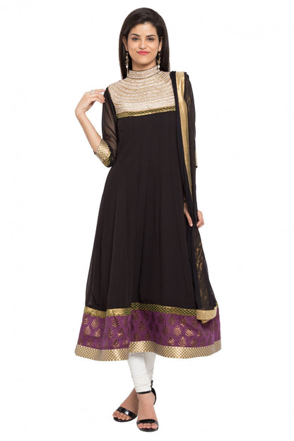 Black Colour Plus Size Stitched Faux Georgette Anarkali Suit VSSS1070158