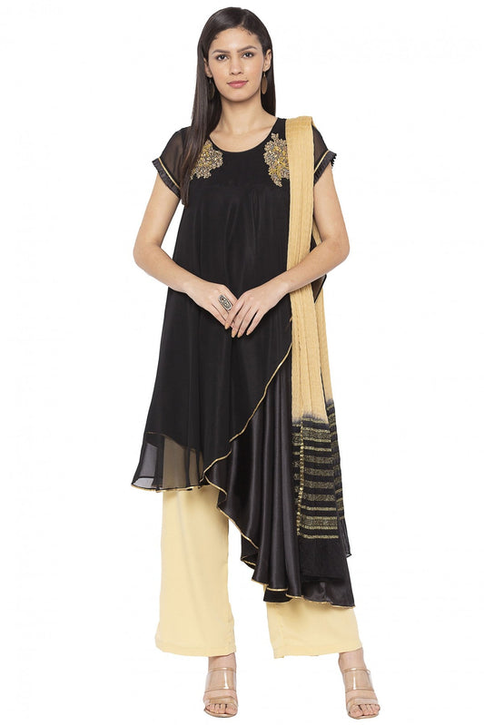 Black Colour Plus Size Stitched Georgette Embroidery Palazzo Pant Suit VSSS1070253