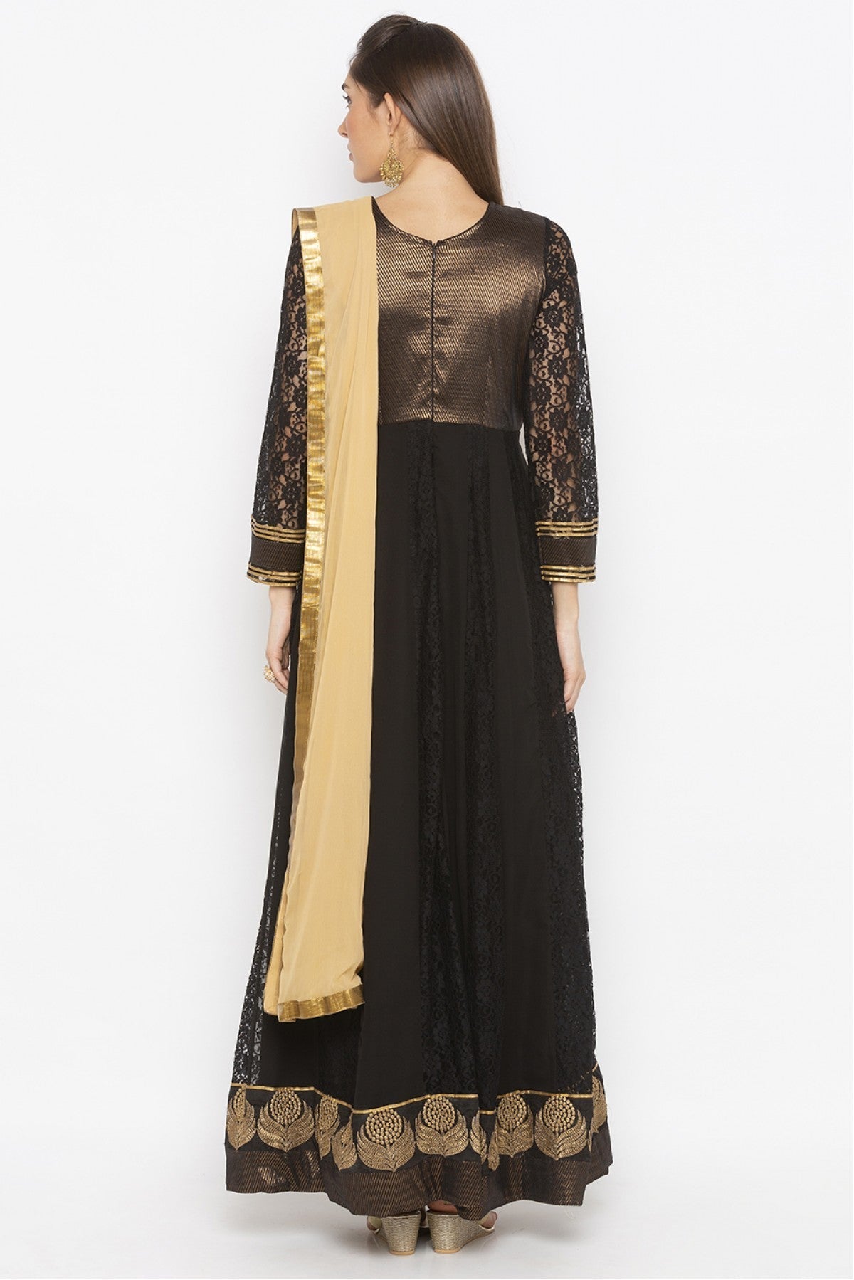 Black Colour Plus Size Stitched Net Embroidery Anarkali Suit VSSS1070277