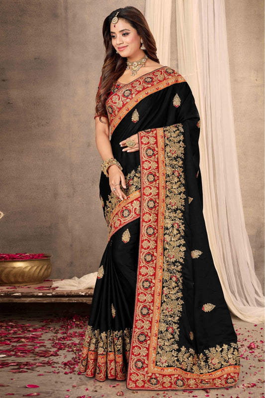 Black Colour Satin Designer Saree VSSD1120654