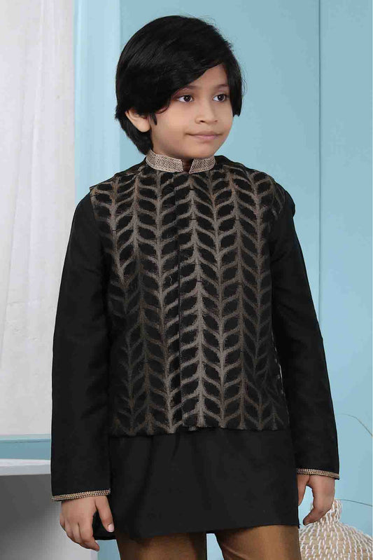 Black Colour Silk Jacket VSBW1070134