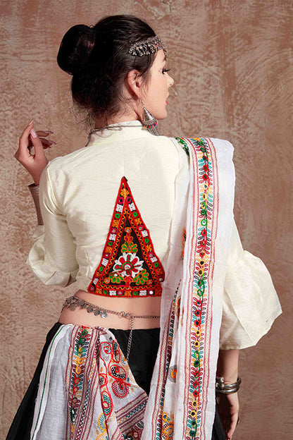 Black Colour Taffeta Silk Navratri Lehenga Choli VSLC1240080