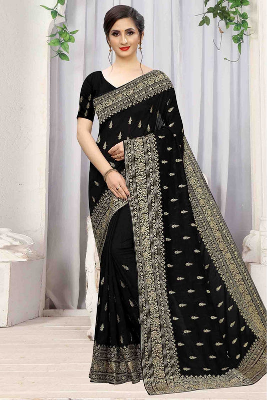 Black Colour Vichitra Silk Designer Saree VSSD1090065