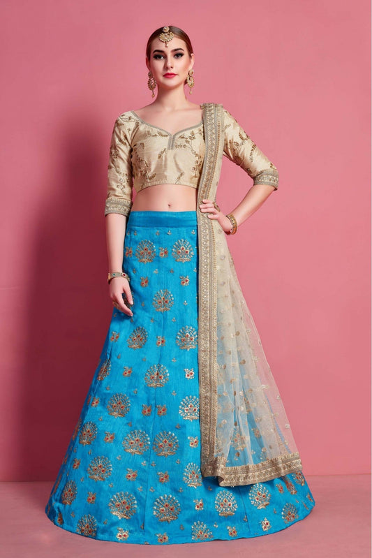 Blue Colour Art Silk Embroidery Lehenga Choli VSLC1080497