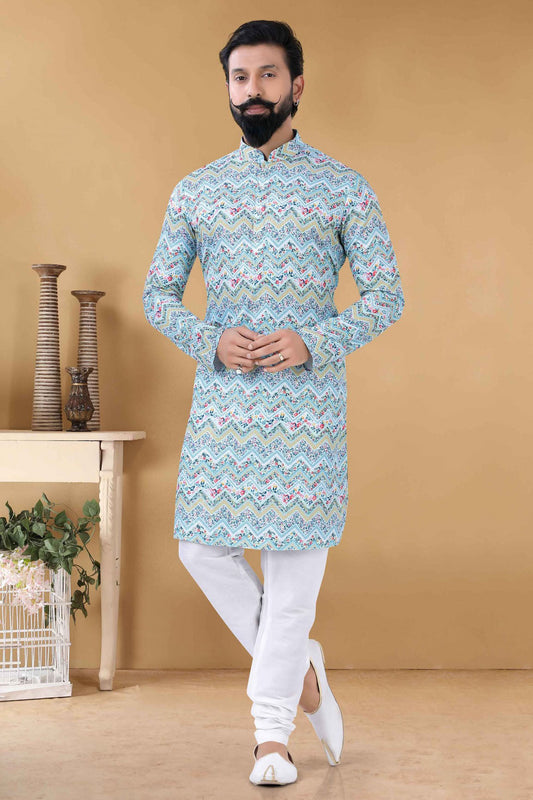 Blue Colour Cotton Kurta Pajama VSKP1130078