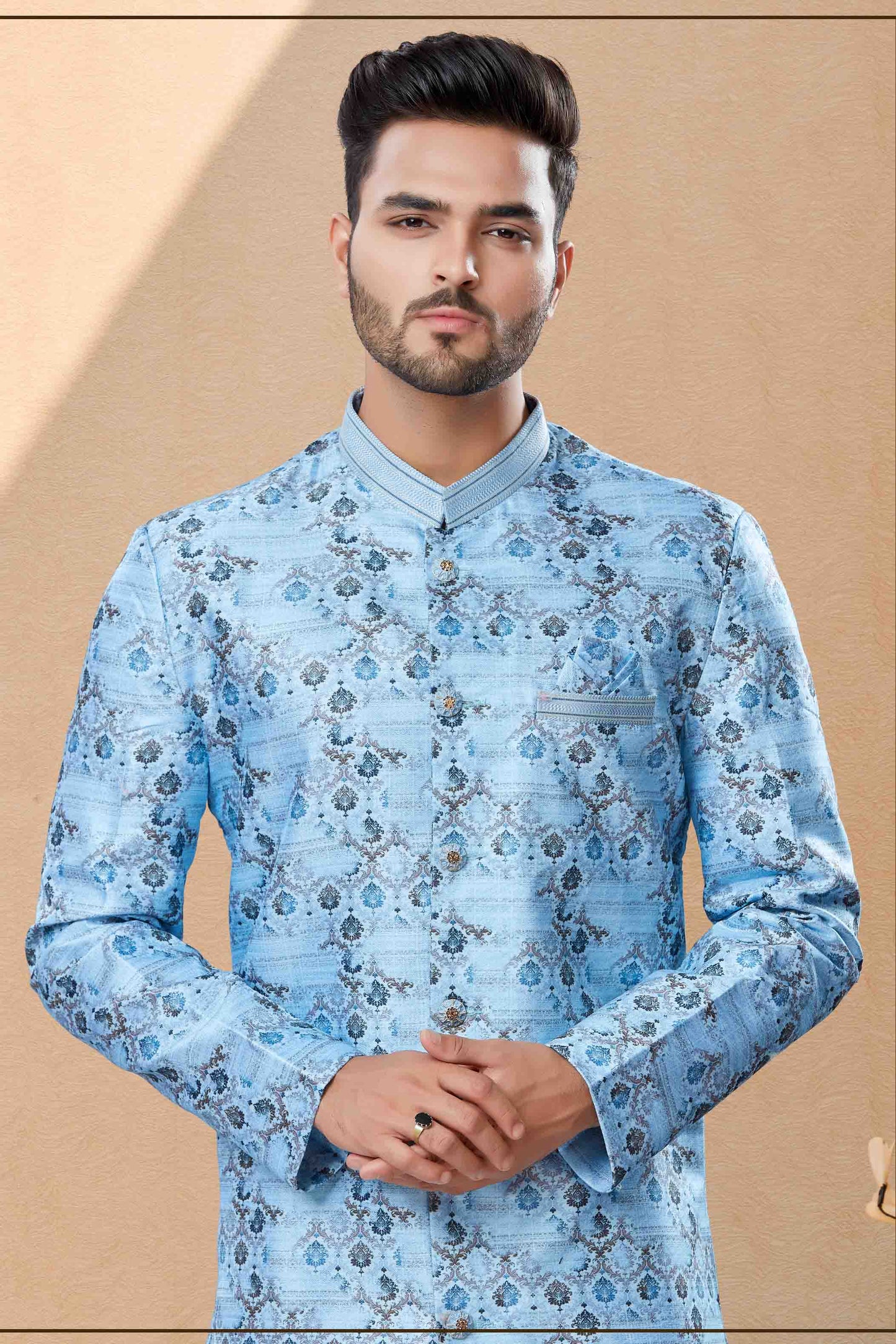Blue Colour Dhoti Sherwani In Jacquard Fabric VSSH1040388