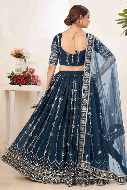 Blue Colour Georgette Designer Lehenga Choli VSLC1240024