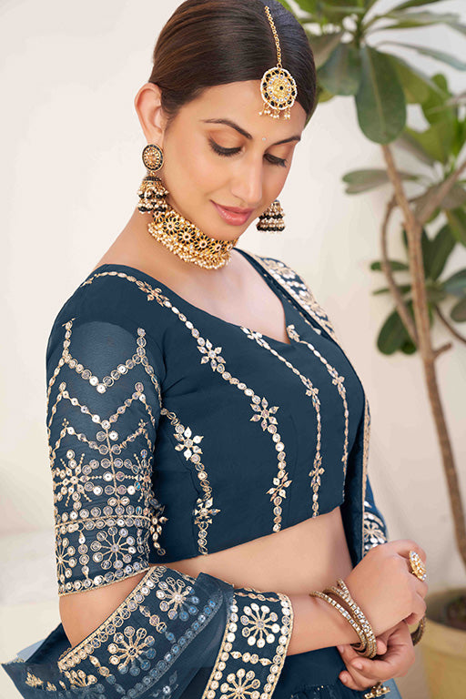 Blue Colour Georgette Designer Lehenga Choli VSLC1240024