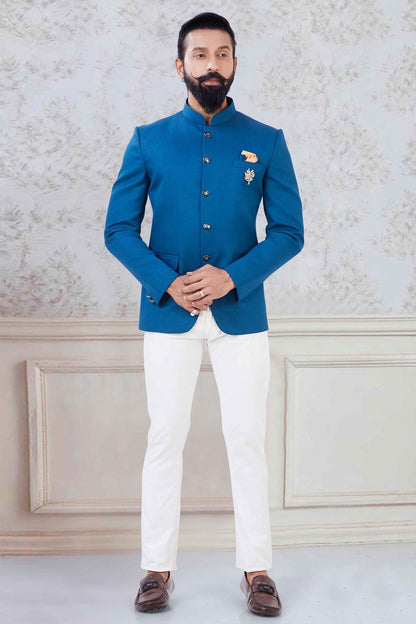 Blue Colour Imported Fabric Jodhpuri Suit VSSH1130034