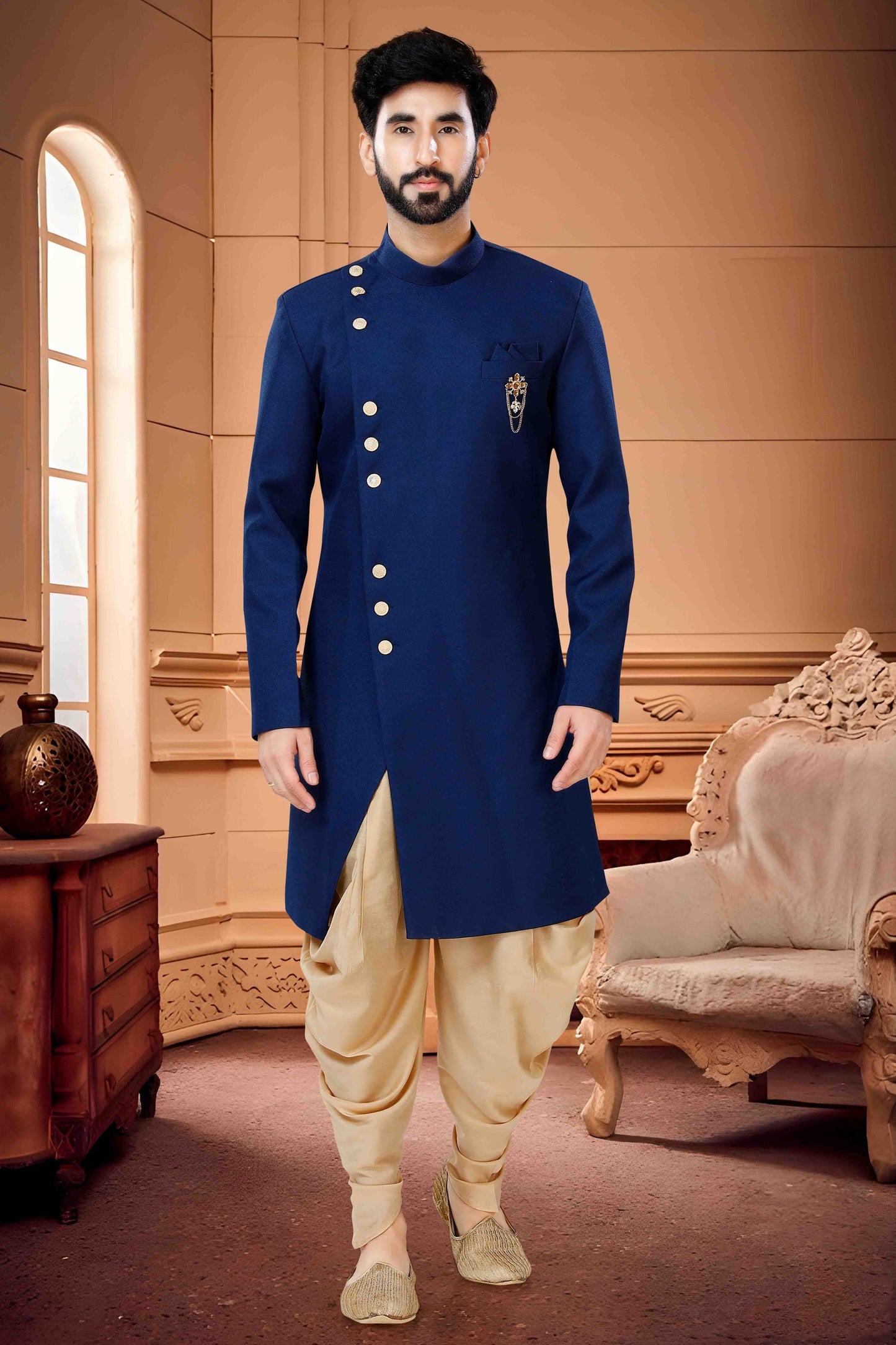 Blue Colour Indo Western In Terry Rayon Fabric VSSH1130136