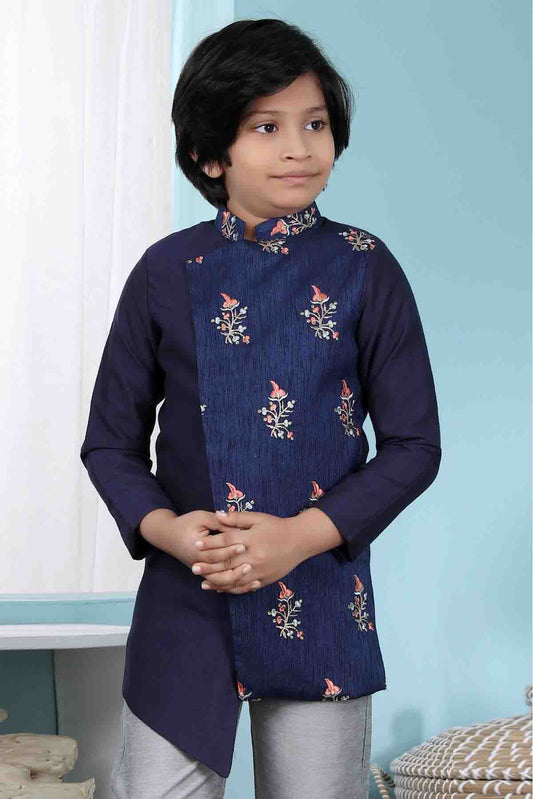 Blue Colour Jacquard Jacket VSBW1070137