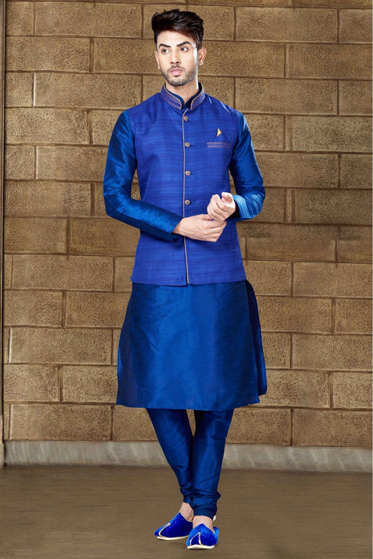 Blue Colour Kurta Pajama In Art Dhupion Fabric VSKP1040020