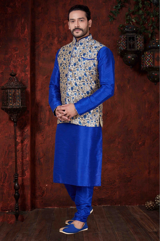 Blue Colour Kurta Pajama In Art Dhupion Fabric VSKP1040046
