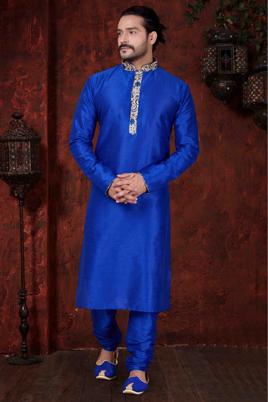 Blue Colour Kurta Pajama In Art Dhupion Fabric VSKP1040055