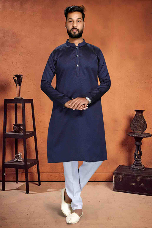Blue Colour Kurta Pajama In Brocade VSKP1210216