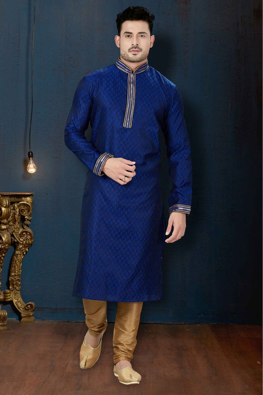 Blue Colour Kurta Pajama In Jacquard Fabric VSKP1040064