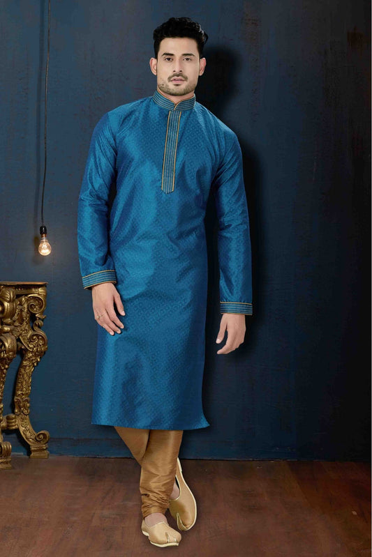 Blue Colour Kurta Pajama In Jacquard Fabric VSKP1040077