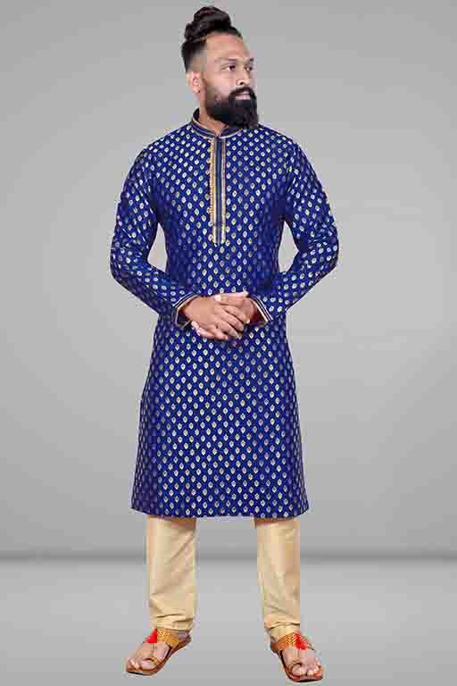 Blue Colour Kurta Pajama In Jacquard Silk VSKP1210039