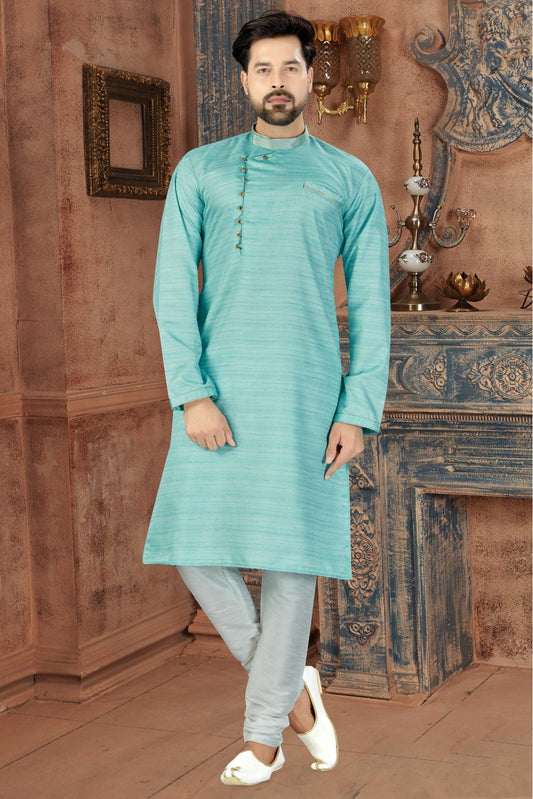 Blue Colour Kurta Pajama In Silk Fabric VSKP1040082
