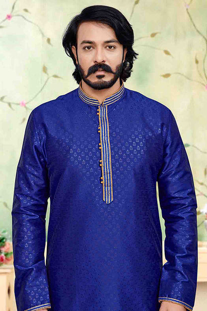 Blue Colour Kurta Pajama In Silk VSKP1210238