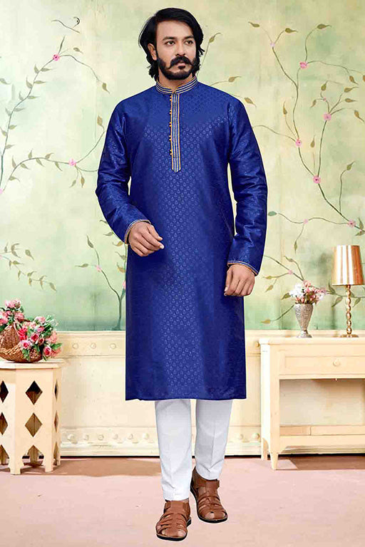 Blue Colour Kurta Pajama In Silk VSKP1210238