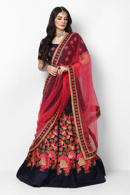 Blue Colour Malbari Silk Embroidery Lehenga Choli VSLC1080624