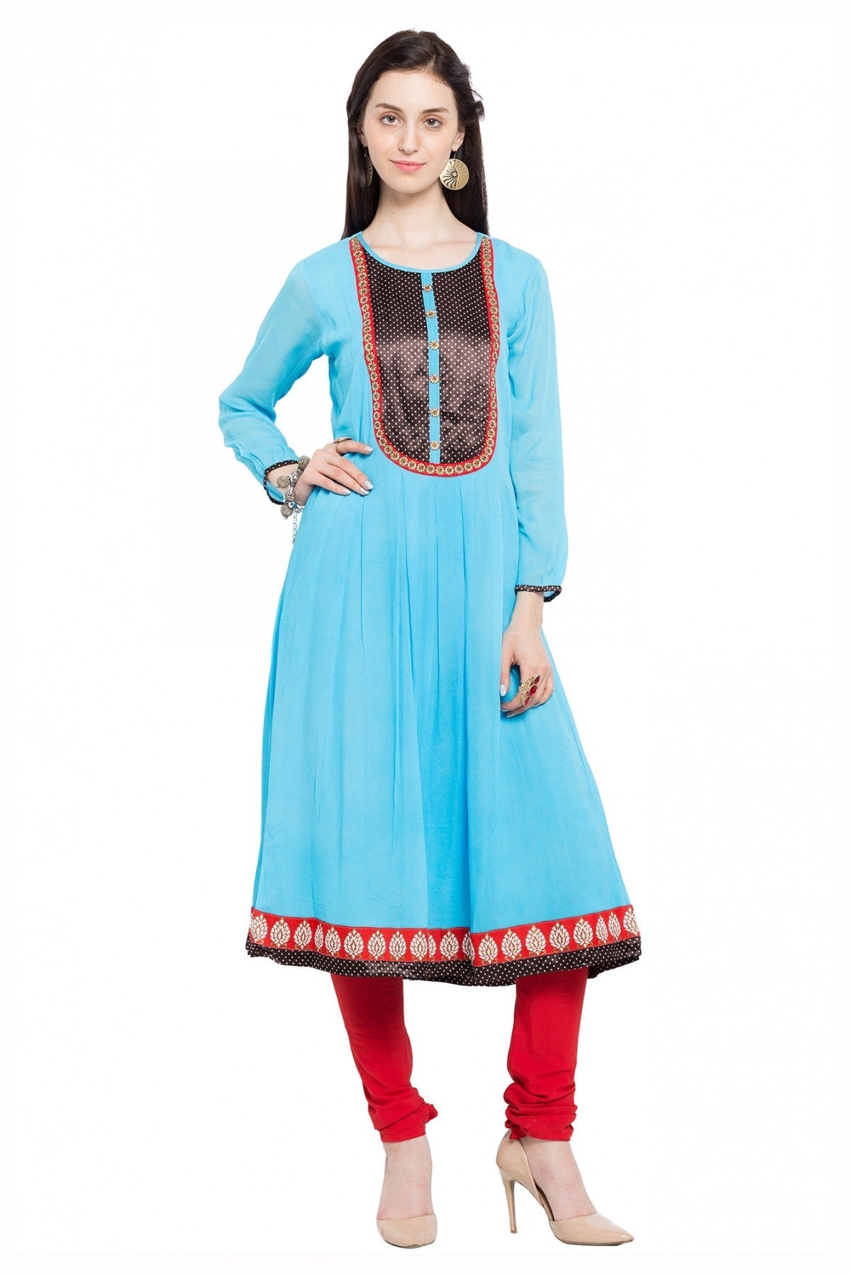 Blue Colour Plus Size Faux Georgette Kurti
